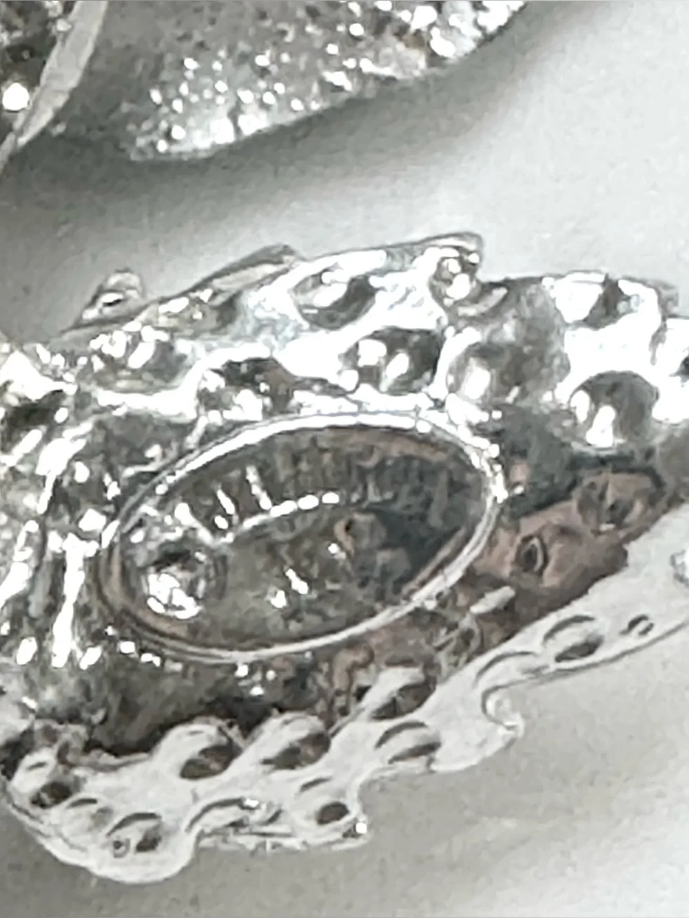 Beautiful Vintage Celebrity NY Flower Brooch Silver Tone Large Rose Black Center